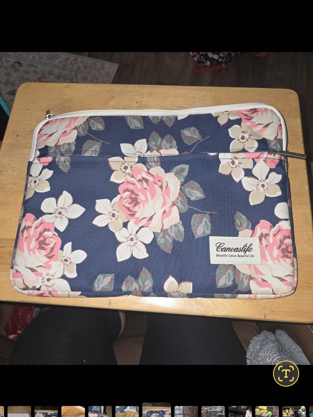 Canvaslife Floral Canvas Laptop Sleeve Padded Laptop Case with Storage